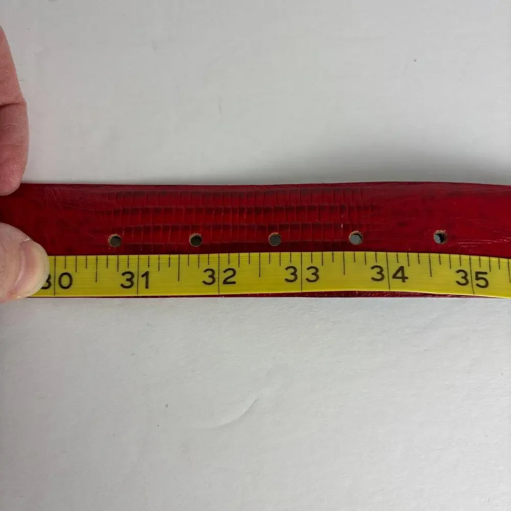 Vintage Liz Claiborne Red Leather Belt Large Snake Reptile 80s 90s